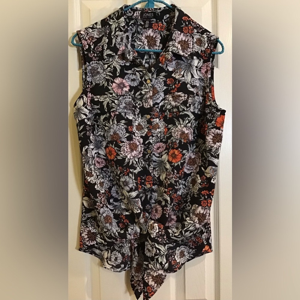 Jones New York Sleeveless Tie-Front Blouse
